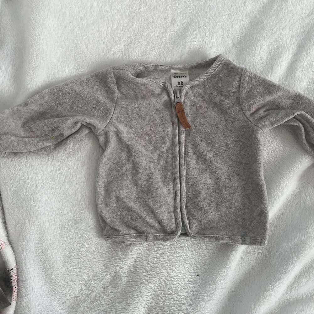 Carter's Baby Grey Sherpa-Lined Zip-Up Hoodie with Bear Ears